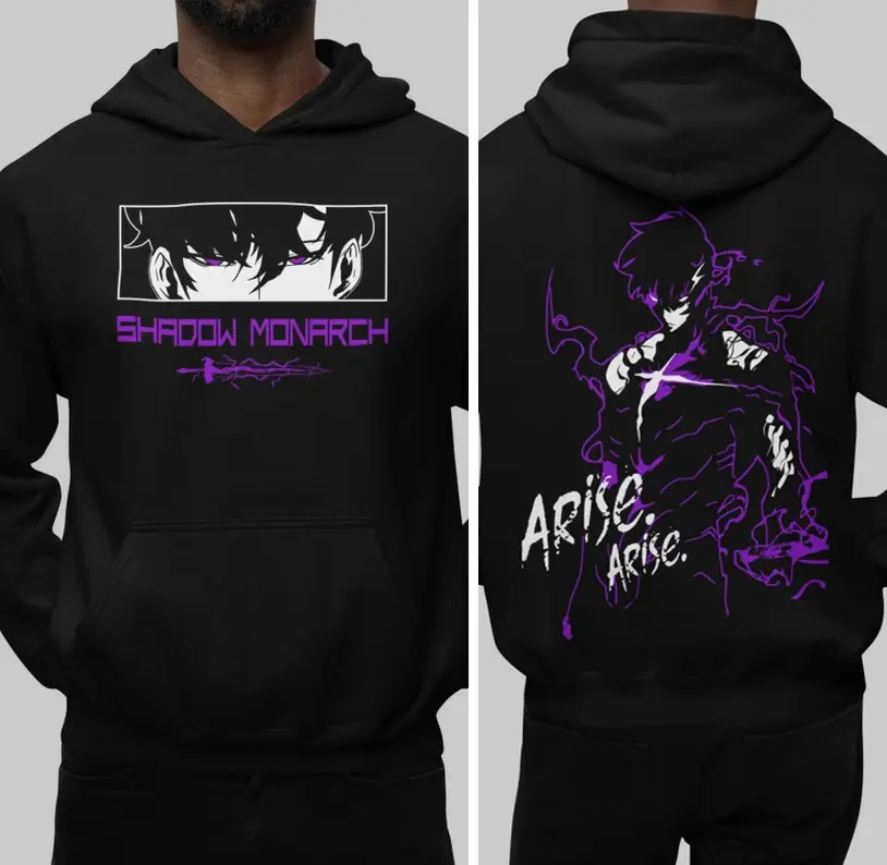 Jinwoo Figure Shadow Monarch HOODIE, SWEATSHIRT, TSHIRT, Solo Leveling Fan Gift, Anime Streetwear, Menswear, Womenswear