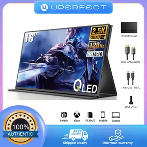 UPERFECT 16 inches 2.5K 120Hz/144Hz Portable Gaming Monitor Uses as a second gaming monitor Comes with a leather case Lightweight and portable Connects with a single cable Connects to PS5 and Switch consoles Connects to phones and computers