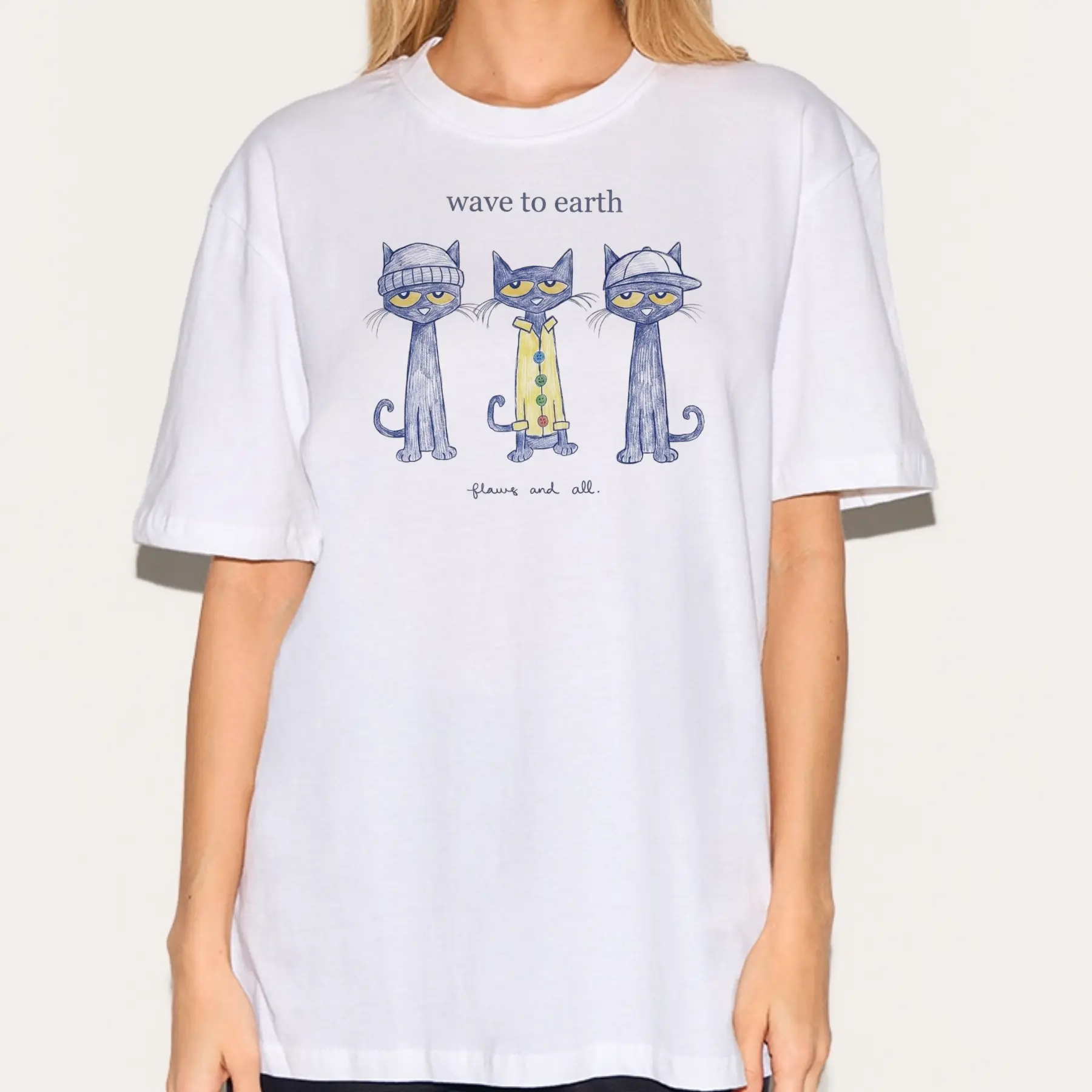 wave to earth 0.03 na tour off-white cat t-shirt - TikTok Shop