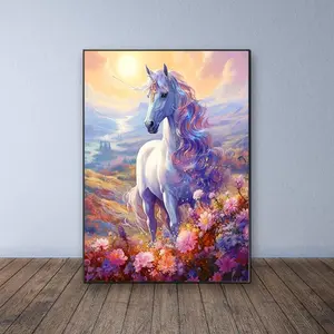 Unicorn Pattern DIY Diamond Arts Colorful Painting Kit without Frame, DIY 5D Diamond Arts Colorful Painting Kit, Wall Art Decor for Home Living Room Bedroom