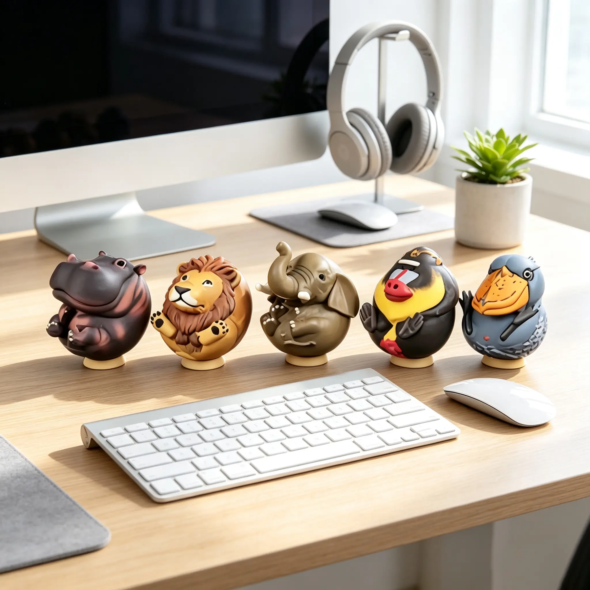 Cute African Animal Decor Figurines - Small Fun Room Decoration Ornaments for Office & Study Desks, Home Decorative Gifts