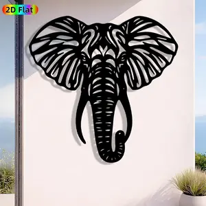 1pc Avant-Garde Elephant Head Metal Wall Art, Avant-Garde Elephant Head Statue Mural, Iron Craft, Perfect for Living Room, Garden, Zoo Corner Decor, Artistic Metalwork, Silhouette Wall Decor, Christmas Decor, Ideal Gift for Trend Seekers