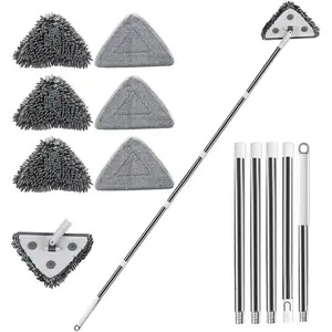 Window Cleaning kit, 3 in 1 Adjustable Window Washing  Kit with Extension Pole,  Window Cleaner Tool with 6 Replacement Pads, Wall Washer Cleaning Tool for Walls/Glass/Window