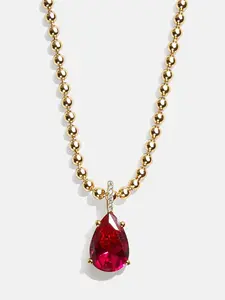 Esther 18K Gold Plated Sterling Silver Birthstone Necklace - Ruby