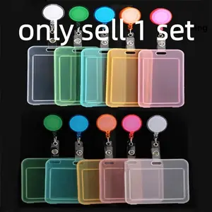 Transparent Card Cover Women Men Student Bus Card Retractable Pull Badge Holder Office Stationery Supplies Business Credit Cards Bank ID Card Work Accessories