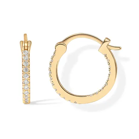 PAVOI 14K Gold Plated 925 Sterling Silver Post Cubic Zirconia Hoop Earrings for Women