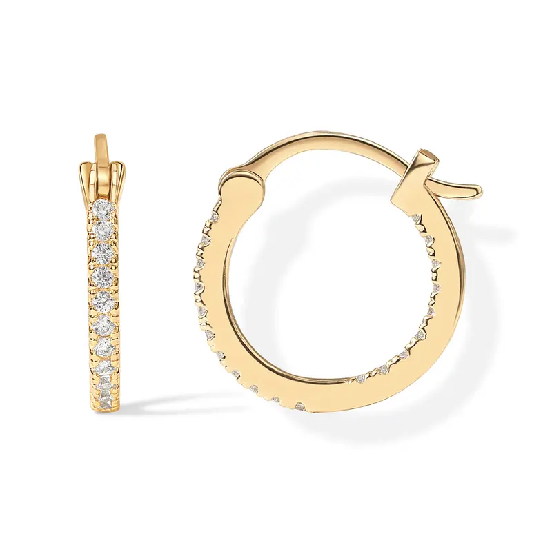 PAVOI 14K Gold Plated 925 Sterling Silver Post Cubic Zirconia Hoop Earrings for Women