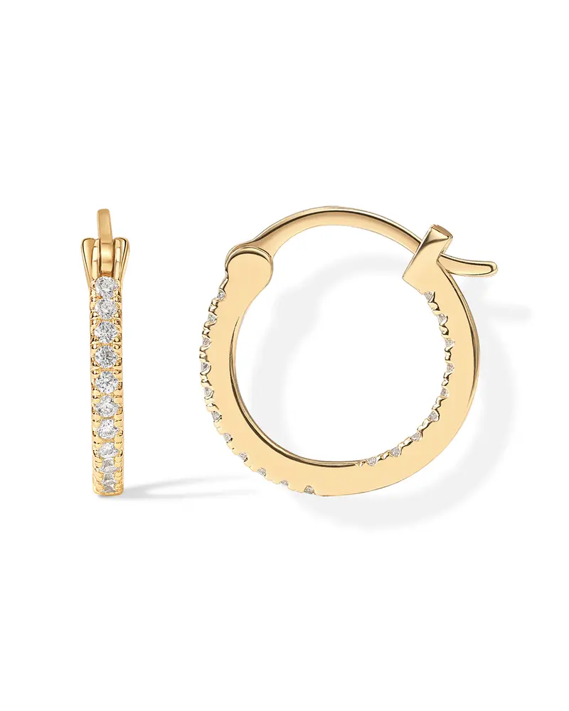 PAVOI 14K Gold Plated 925 Sterling Silver Post Cubic Zirconia Hoop Earrings for Women