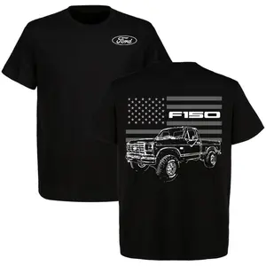 Vintage Ford F-150 F Series American Flag T-Shirt Vintage Ford Trucks Men's Cotton Short Sleeve Car Graphic Tee Casual Menswear Ford Lover