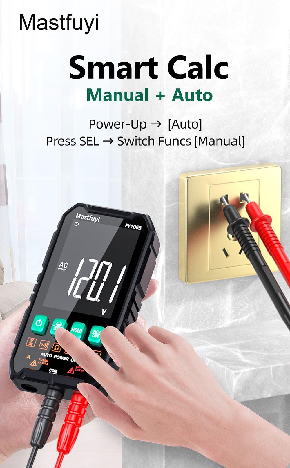 FY106 Smart Multimeter Mini Digital Multimeter 3999Counts Auto-Ranging CAT III 600V Professional Voltage Multimeter Multimeter Test Leads Multimeter Tester FY106 Smart Multimeter Mini Digital Multimeter 3999Counts Auto-Ranging CAT III 600V Professional Voltage Multimeter Multimeter Test Leads Multimeter Tester