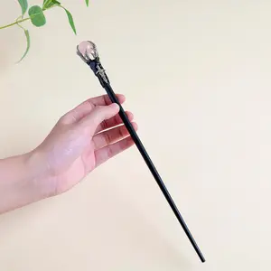 Natural Amethyst Clear Quartz Crystal Ball, Magic Wand, Witch Scepter, Spirit Healing Gemstone, Energy for Spirituality, 1pc