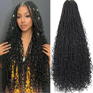 Goddess Locs Crochet Hair Boho Faux Pre Looped 84 Strands Bohemian Faux Locs Boho Braids Loc Crochet Hair for Black Women