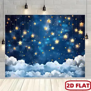 1pc Polyester Starry Sky Backdrop, Summervibes Festive Decor Banner for Twinkle Little Star Themed Photo Walls, Ideal for Birthday Parties