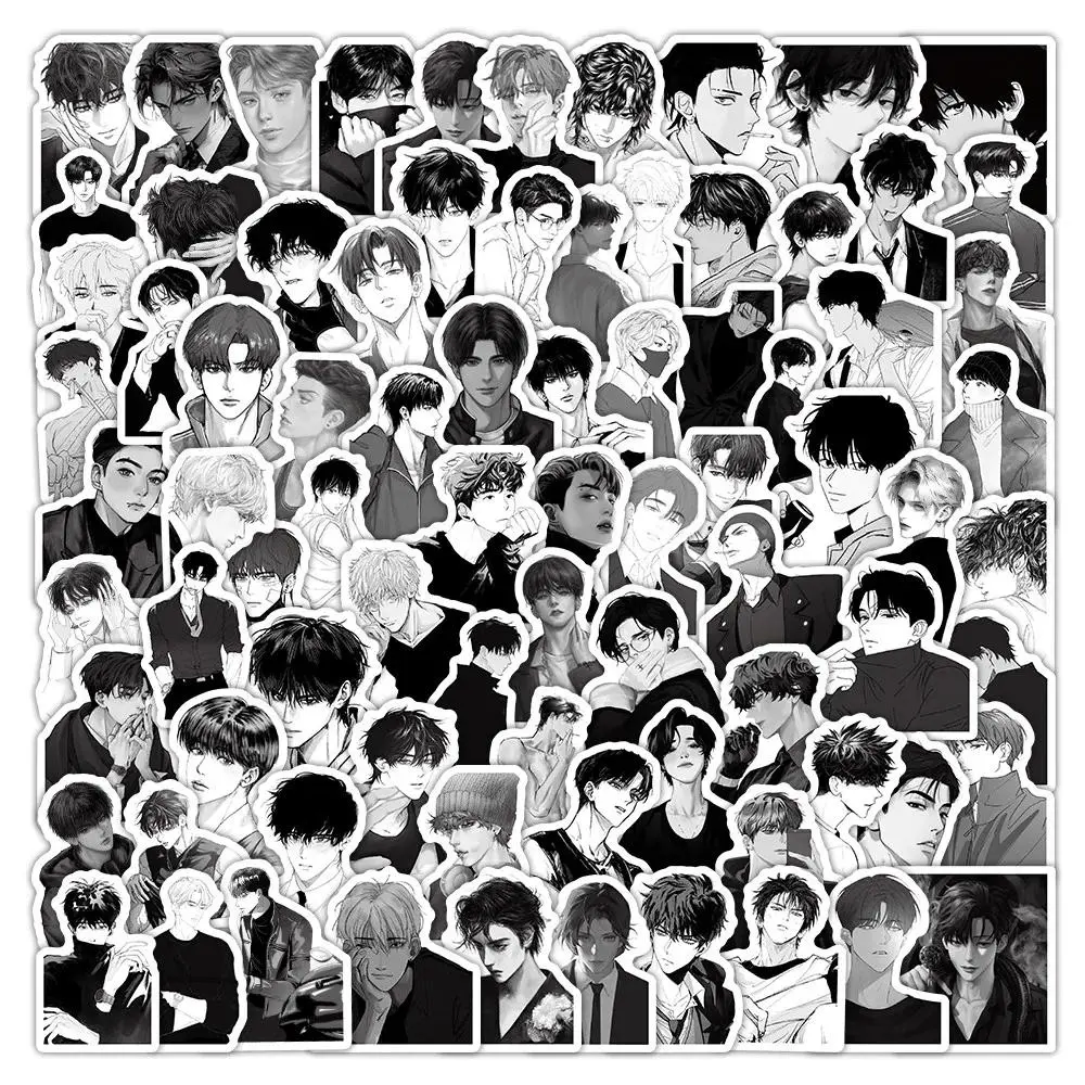 103 Pcs Black & White Handsome Guy Stickers - Stylish Decor for Journals, Phones, Luggage & DIY Crafts Papery Pop Store