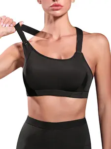 Women's Medium Support Full Coverage Wireless Bra, Adjustable Wide Shoulder Straps, Cut Out Design, Casual Style, All Seasons