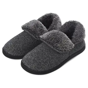 VONMAY Men's Fuzzy Slipper Boots - Memory Foam, Comfy Knit Booties, Warm Rubber Indoor Outdoor Non-Slip Footwear, Cozy Winter Shoes for Men & Boys