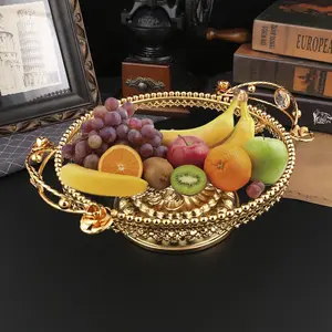 Elegant Metal & Glass Fruit Tray, European Creative Court Style Serving Dish, High-End Kitchen Dining Basket, Festive Table Decor