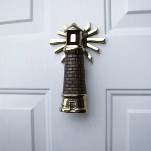 Lighthouse Door Knocker by Michael Healy - Solid Brass, Handcrafted, Easy Install