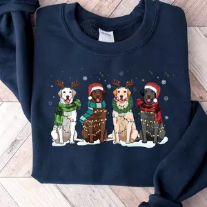 Labrador Retriever Dog Lover Sweater, Christmas Crewneck Sweatshirt, Labrador Mom Tee Clothing, Christmas Dog Cotton Womenswear