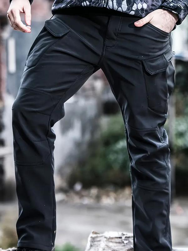 Men's Tactical Fleece Lined Cargo Pants, Autumn Winter Outdoor Multi-Pocket Workwear, Warm Lightweight Durable Scratch-Resistant Hunting Shooting Hiking Pants