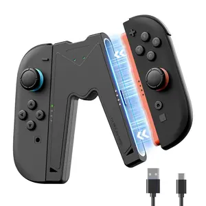 JoyCon Charger Grip Compatible with   2 Only   LED  Grip for JoyCon 2 with USB C , Travel-Ready, Black