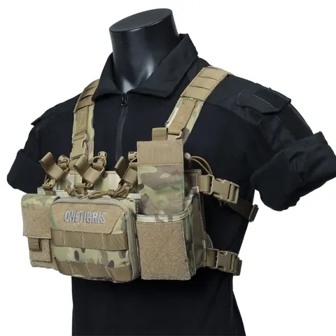 ONETIGRIS MOLLE Tactical Chest Rig - 500D Nylon, 18.3oz Lightweight, Adjustable Waistband Bag, Buckle, High-Capacity Multi-Compartment, Detachable Dangler Pouch, Utility Admin Pouch, IFAK Organizer, Unisex Adults, Mesh Back, Cross Straps for Hiking
