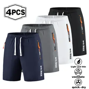 2026 new ice silk shorts for men's summer quick drying running and fitness pants, loose and casual five quarter men's pants