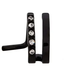 18G Black PVD Double Line CZ Nose Curve Ring