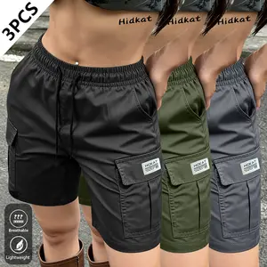 3-Pack Women’s American-Style Summer Cargo Shorts – Lightweight straight cut with multiple pockets, adjustable drawstring waist, machine washable mid-length for spring/summer/fall everyday casual wear, durable fabric, stylish and versatile