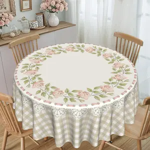 Elegant Lace Rose Pattern Round Tablecloth, Furniture Protector, Party Decor, Holiday Gift, Suitable for Hotel, Restaurant, Home