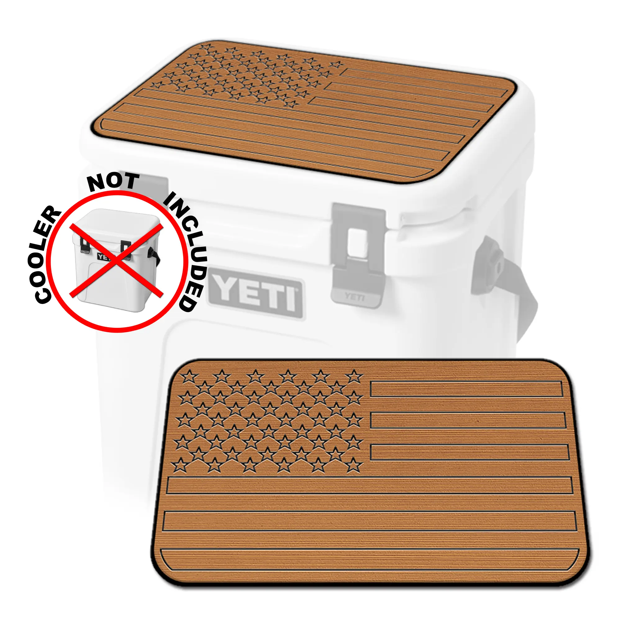 USATuff SeaDek Cooler Pad — US FLAG in Mocha/Black | FITS YETI Roadie 15 QT Cooler (COOLER NOT INCLUDED—PAD ONLY)