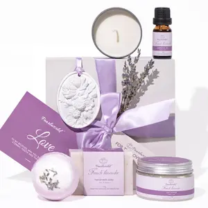 Lavender Spa Set for Women, Bath Set Self Care for Women, Nourishing 7 Piece Home Spa Set, Birthday Gift and a Gift for Mom PEARLWORLD