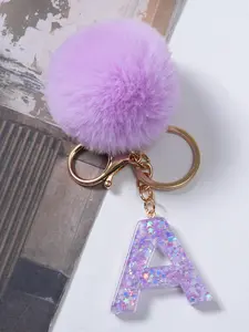 Women's Resin Sequin Letter Pendant Keychain, Christmas Holiday Charm Gift, Boho Style, 26 Capital Letters, Bag Decoration