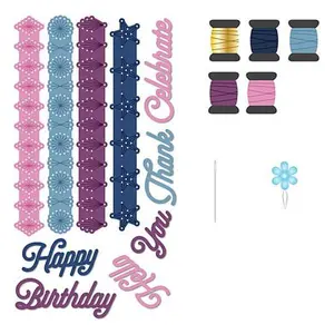 Crafts & Sewing Diamond Press Sewing Borders Die Kit with 5-pack of Colored Floss