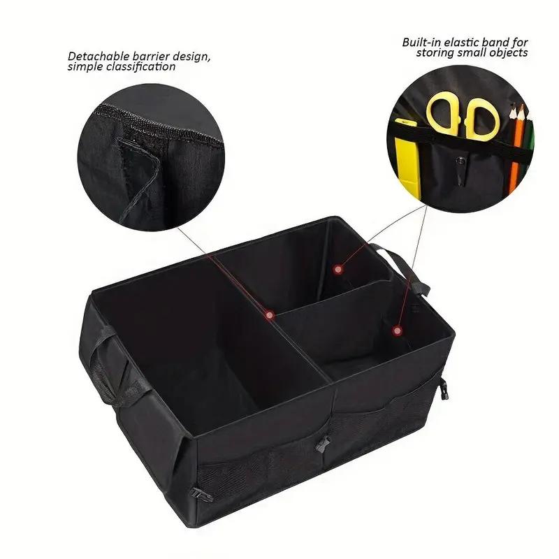 Car Trunk Storage Box, Foldable Car Trunk Organizer with Adjustable Strap, Waterproof Car Storage Box for Trunk and SUV Seat, Car Accessories