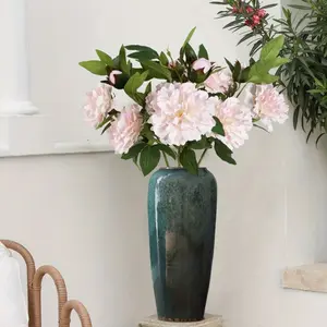 New 4 Large Bouquets of Big, Lush Peonies Artificial Flowers - 27 Long Stem, Realistic Silk Petals, Faux Peonies for Wedding, Bridal, Table Centerpieces, Home Decor, Floral Arrangements, and Event Decorations - Perfect  Year-Round Displa Decorative Fruit