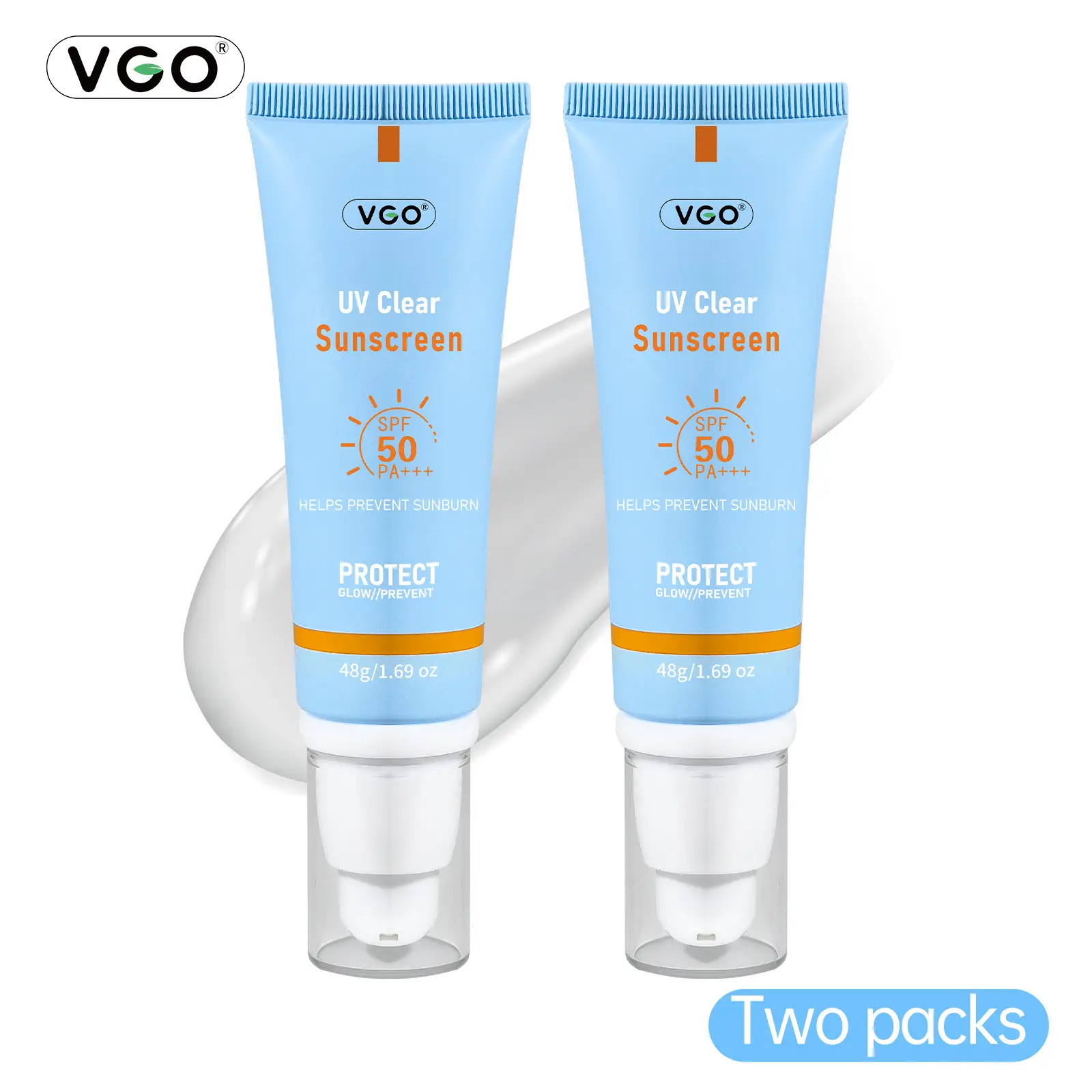 Buy one and get one free  VGO Sunscreen SPF 50/PA+++ 48g UV protection lightweig...