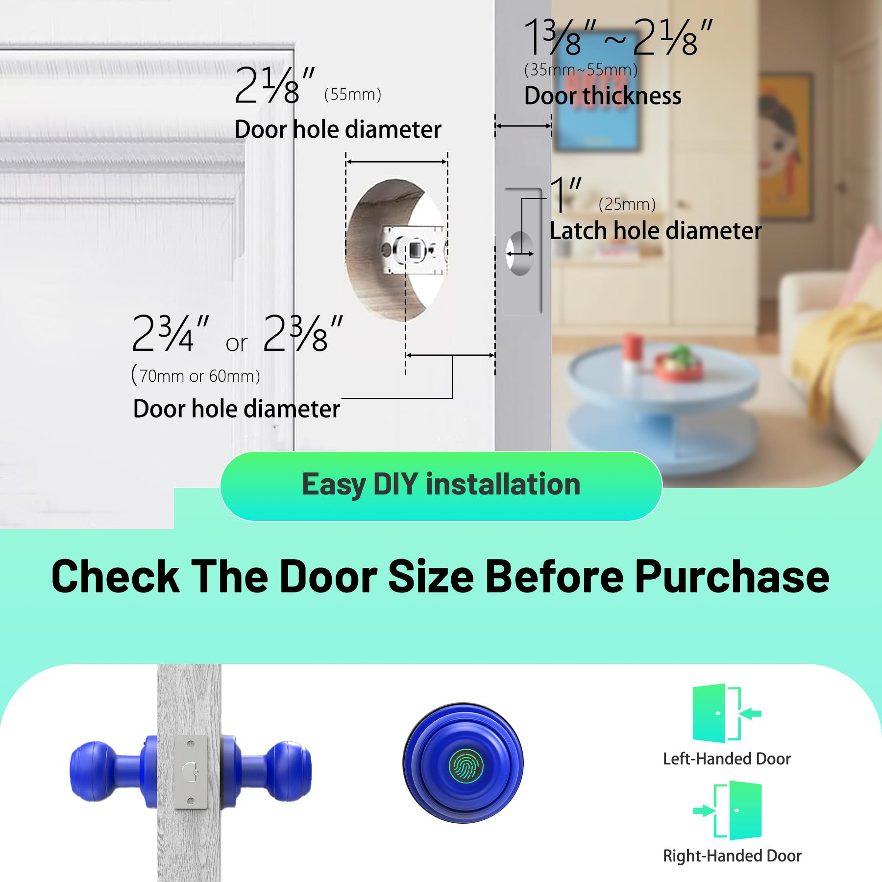 UMIK 3-in-1 Fingerprint Smart Lock, Doorknob, Auto-Lock, Tuya App WiFi Remote Control, Keyless Entry Electronic Lock, Fast Biometric Sensor, 3 Unlock Ways, Easy Install Interior Door Lock for Home Office