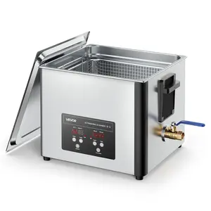 fathersdaygift VEVOR 15L Ultrasonic Cleaner, Professional Ultrasonic Cleaner Machine with Cleaning Basket Digital Display, 240W Stainless Steel 40kHz Industrial Cleaning Machine for Parts, Carburetors, Instruments