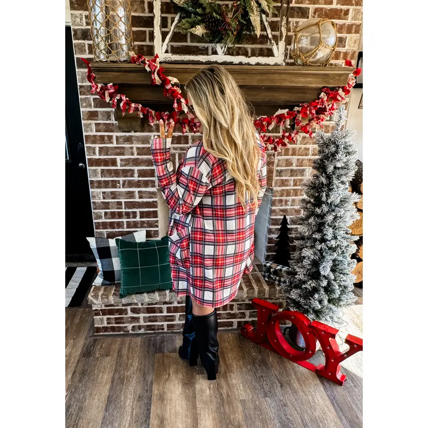 Lola Holiday Red Christmas Plaid Cardigan