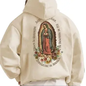 Virgin Mary 1-sided back pullover hoodie, graphic faith-inspired hooded Christian sweatshirt, religious shirt for daily wear for men and women, trending hoodie for men and women