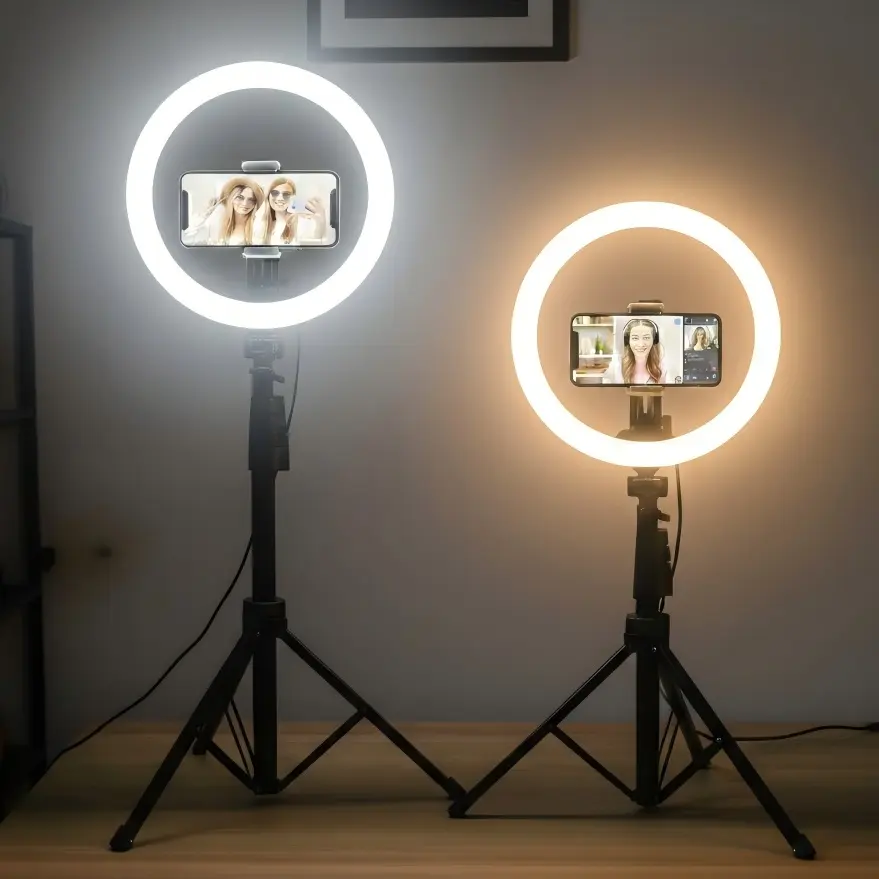 TYKOON 10” Ring Light with 63” Stand & 2 Phone Holders, 360° Adjustable for YouTube, TikTok, Makeup, Photography, Compatible with All Cameras/Phones Selfie Bluetooth