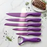 6-Piece Purple Kitchen Knife Set with Peeler, Multi-Size Sharp Blades, Ergonomic Non-Slip Handles, Efficient Cutting for Bread & Vegetables, Ideal for Daily Cooking & Food Preparation