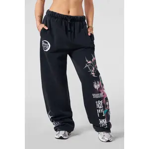 Women's Graphic Oversized Sweatpants – Baggy Streetwear Wide Leg Lounge Pants