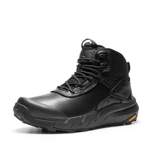NORTIV 8 VaporGuard Men's Waterproof Military Tactical Leather Work Boots - Closed Ankle-High, Velcro Hook-Loop Strap, Breathable Fabric, Durable Rubber Sole, EVA Flex Midsole, Cuban Style Plain Footwear for Walkers, Workers