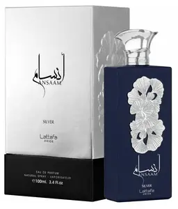 Lattafa Ansaam Silver Eau De Parfum Spray for Unisex, 3.4 Ounce Fragrance Perfume