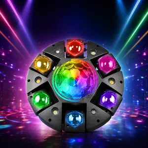 XDV Father’s Day 120W 6-Arm RGBW Moving Head DJ Light – 8-in-1 DMX Sound Active Stage Light with Lasers, Strobes & Magic Ball Effect for Events