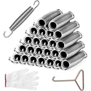 5.5inch/6.5inch/7inch Heavy Duty Stainless Steel Trampoline Springs Replacement Parts, Weather-Resistant, Includes Tool and Gloves, Universal Trampoline Spring Tool
