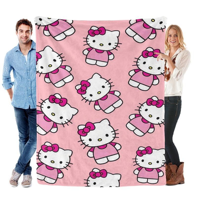 Sanrio Hello Kitty Full Print Plush Blanket Unisex Soft Pink Design for Kids & Adults Cozy Bedding Decor