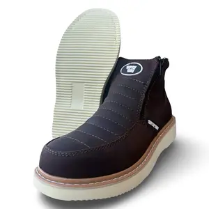 Safety Work Boots Steel Toe Slip Resistant Rubber Sole EVA Insole Leather Round Toe